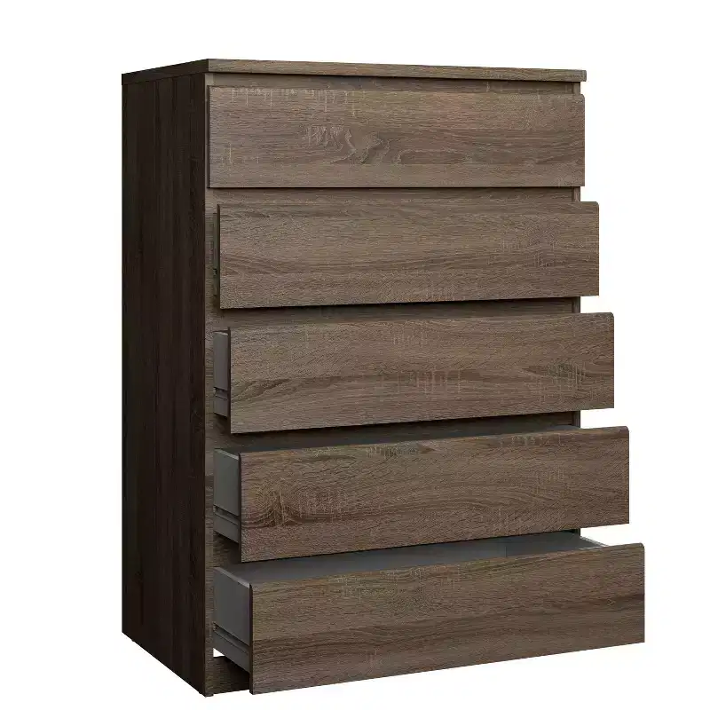 5.43 in.H Particle Board Vertical Dressers with 5 - Drawers in Brown Finish
