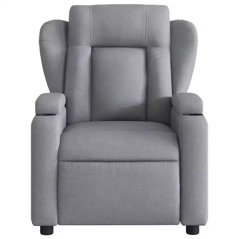 vidaXL Massage Recliner Chair - Light Gray Fabric, 6-Point Vibration, Manual Reclining, Cup Holders, Armchair with USB Power Source