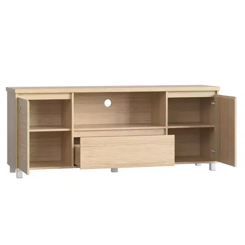 TV Stands for Living Room,Rattan TV Console Cabinet with Storage and Shelf, Boho Entertainment Center for TV up to 70'',for Living Room, Bedroom