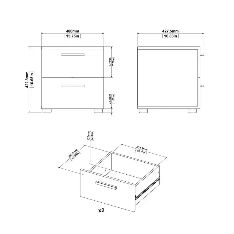 Tvilum, Austin 2 Drawer Nightstand
