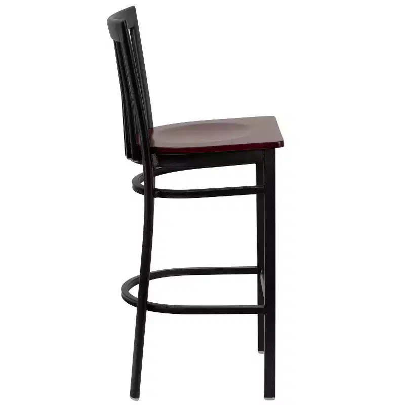 School House Back Metal Restaurant Barstool, Set of 2