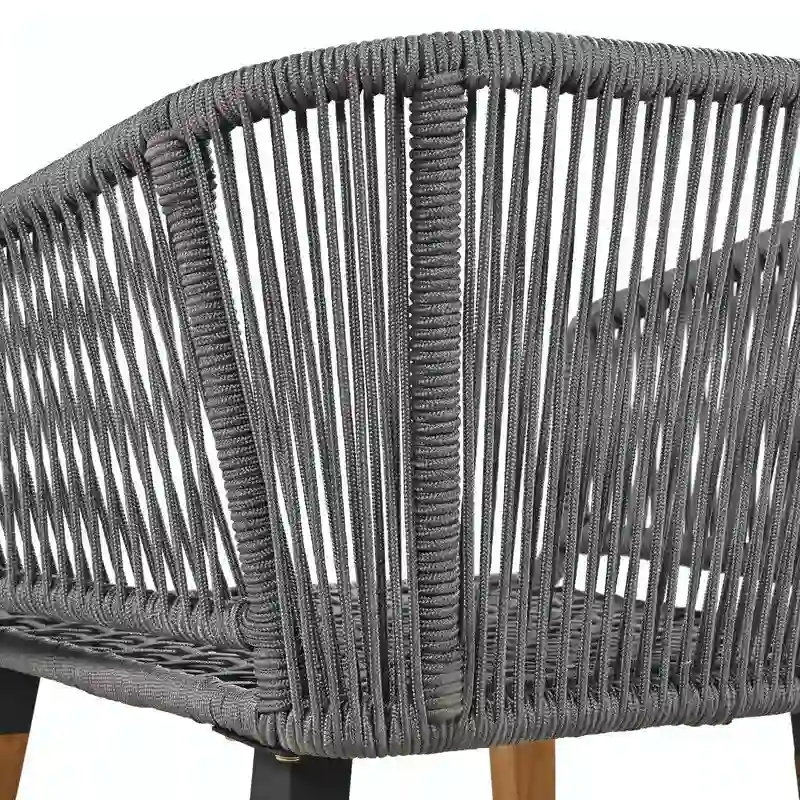 6-Piece Rope Patio Furniture Set with Acacia Wood Cool Bar Table