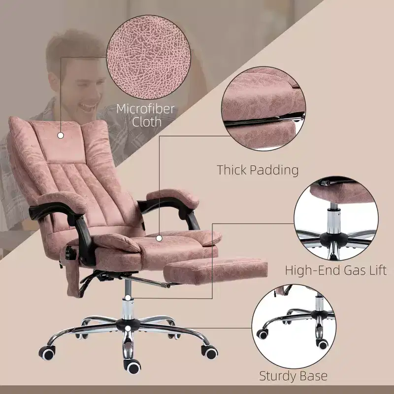 Massage Office Chair with 6 Points and Heat, Reclining Computer Chair with Adjustable Height and Footrest