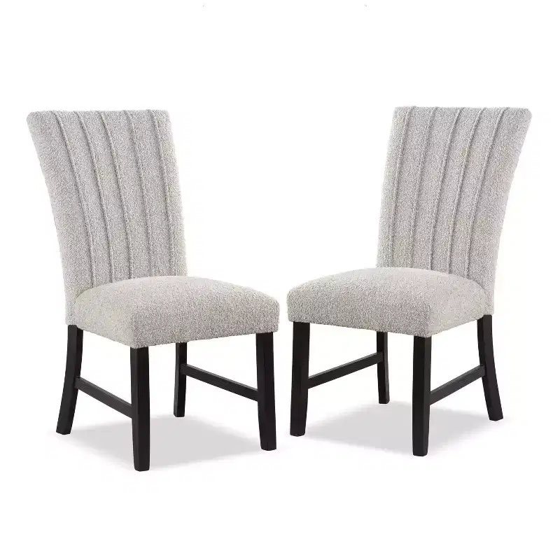 HOMES: Inside + Out Set of 2 Rosethorn Modern Boucle Upholstered Dining Chairs Gray