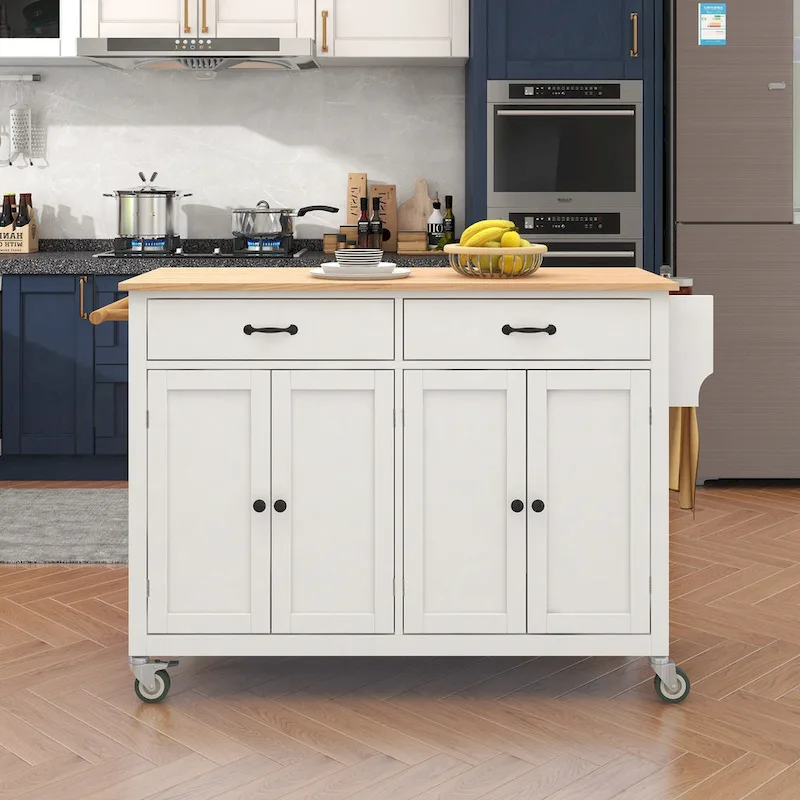 Kitchen Island Finish with Wood Top Kitchen Cart