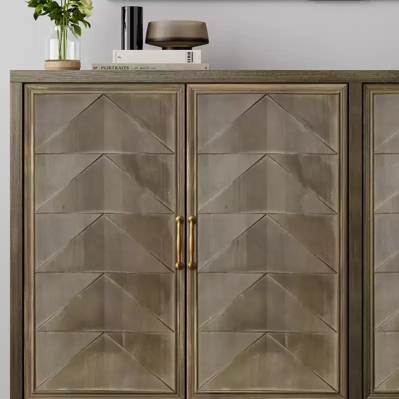 Modern Sideboard Cabinet with 4 Geometric-Door Compartments – 33.86