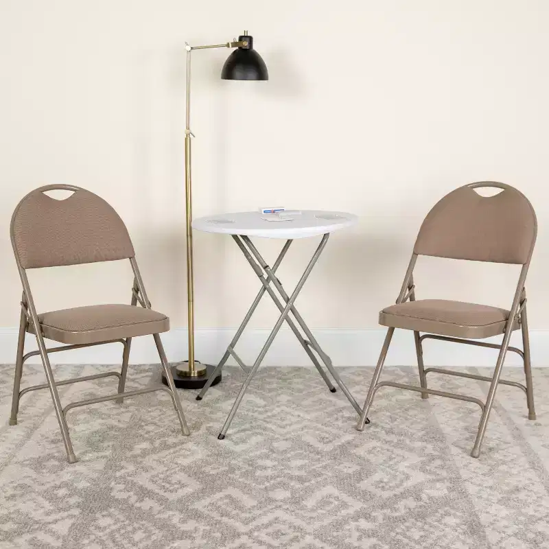 Emma and Oliver 2 Pack Home & Office Easy-Carry Party Events Padded Folding Chair