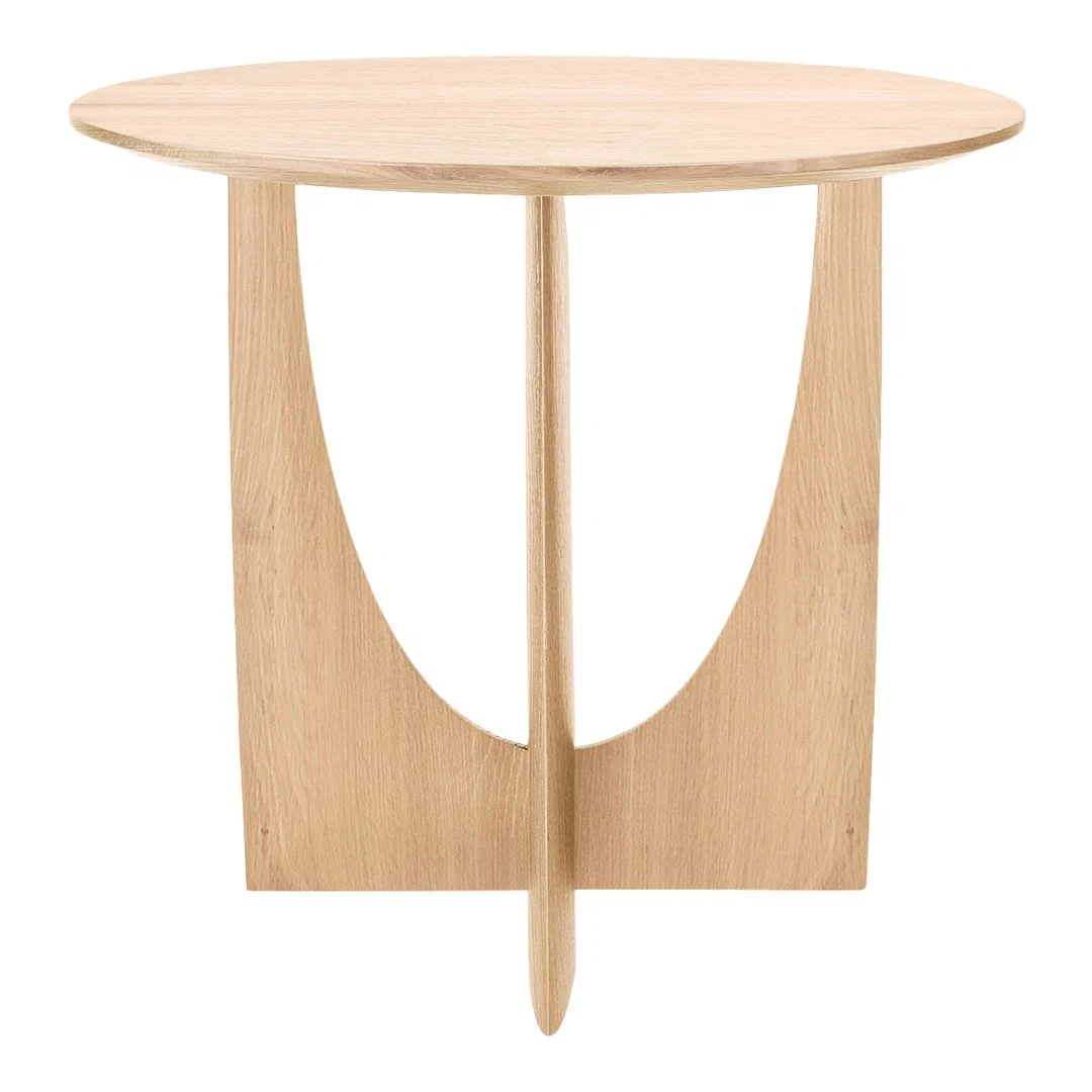 Contemporary Solid Wood Side Table with Intersecting Geometric Form for Living Room