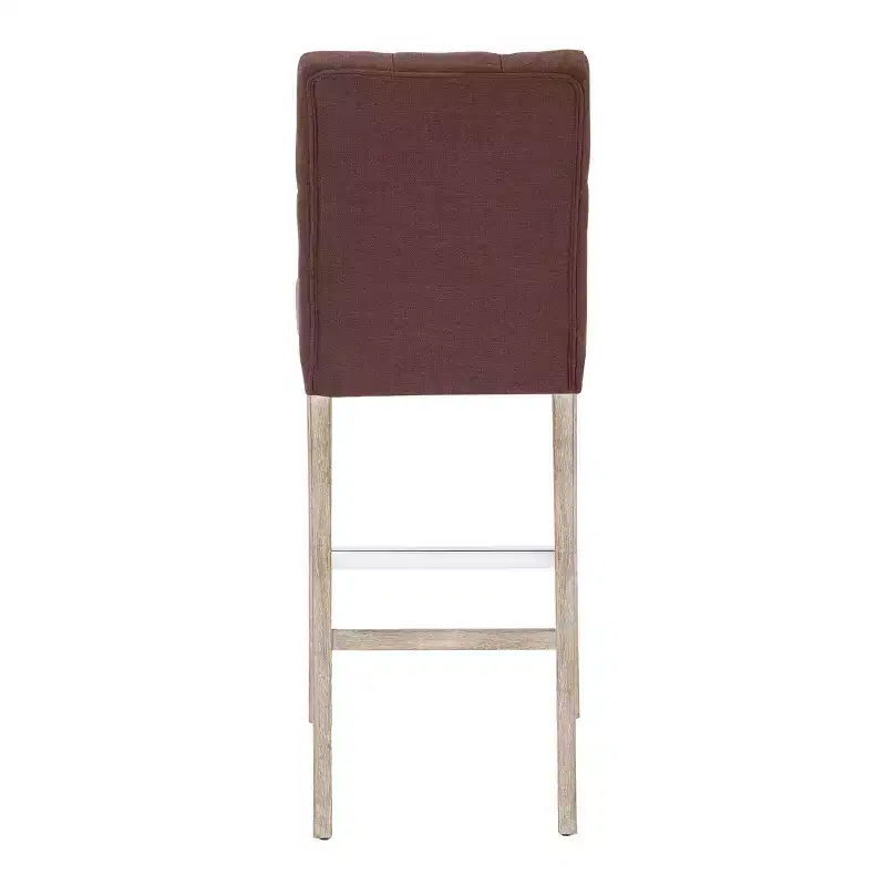 29 Upholstered Linen Fabric Tufted Bar Stool Chair, Brown