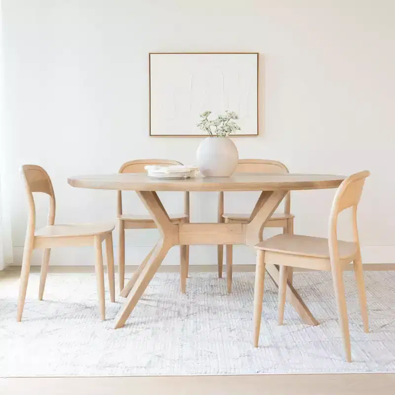 Plank+Beam 62 Verso Oval Dining Table for 4, Solid Wood Kitchen Table for Dinner Room