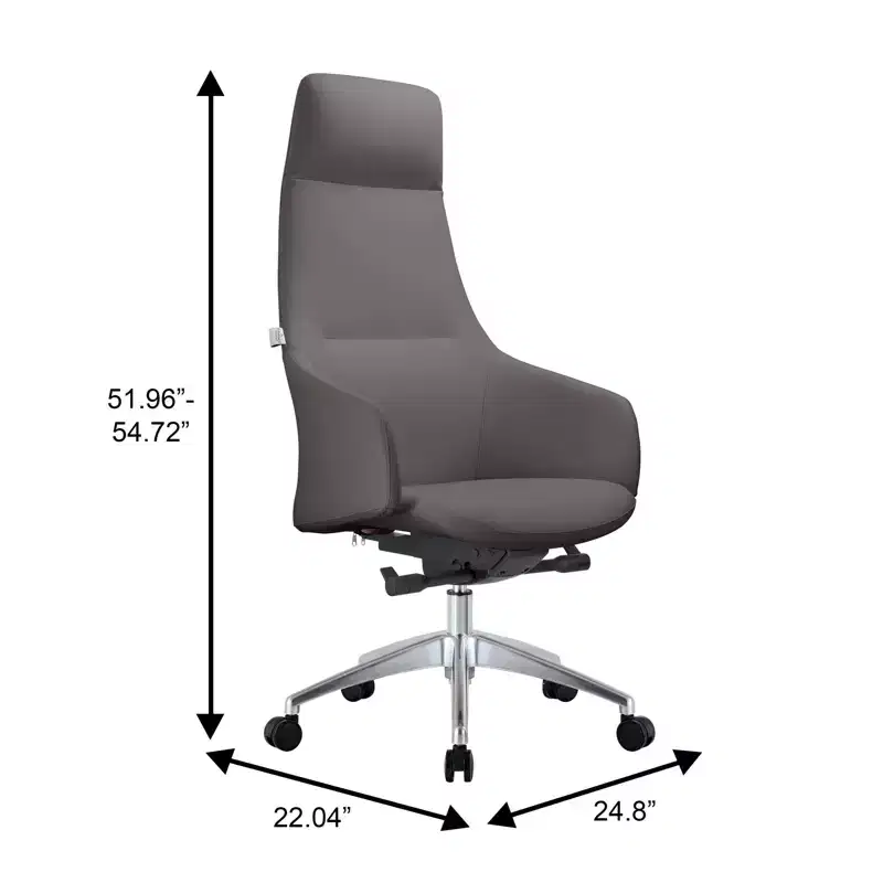 LeisureMod Celeste High-Back Leather Office Chair with Headrest - Modern Iron Frame Swivel & Tilt Executive Desk Chair