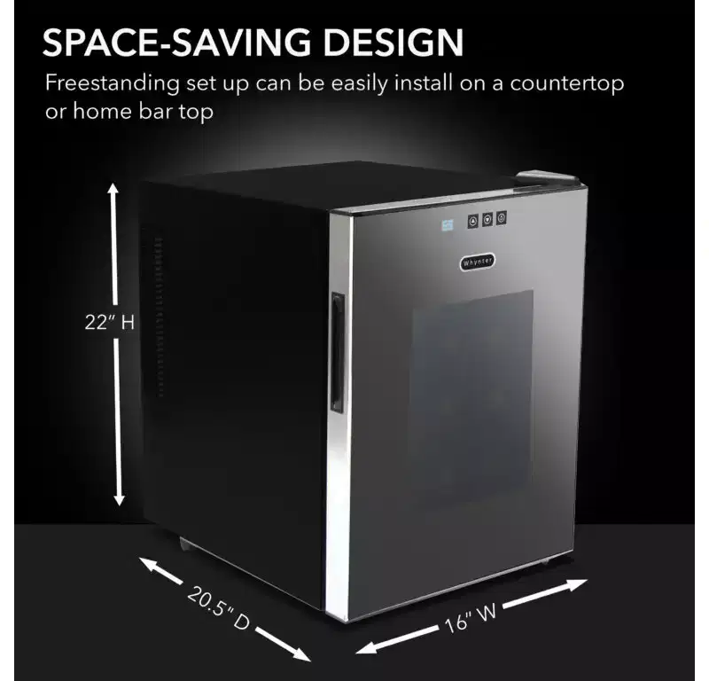 Whynter WC-201TD/WC-201TDa 20 Bottle Freestanding Thermoelectric Wine Cooler with Mirror Glass Door