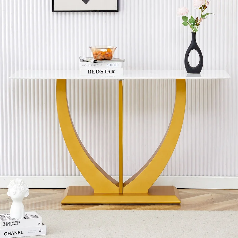 Modern and simple rectangular glass console table