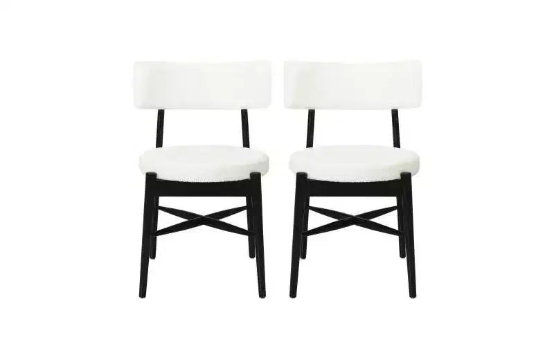 Christopher Knight Home Set of 2 Everly Modern Rubberwood Linen Blend Upholstered Dining Chairs Beige/Black