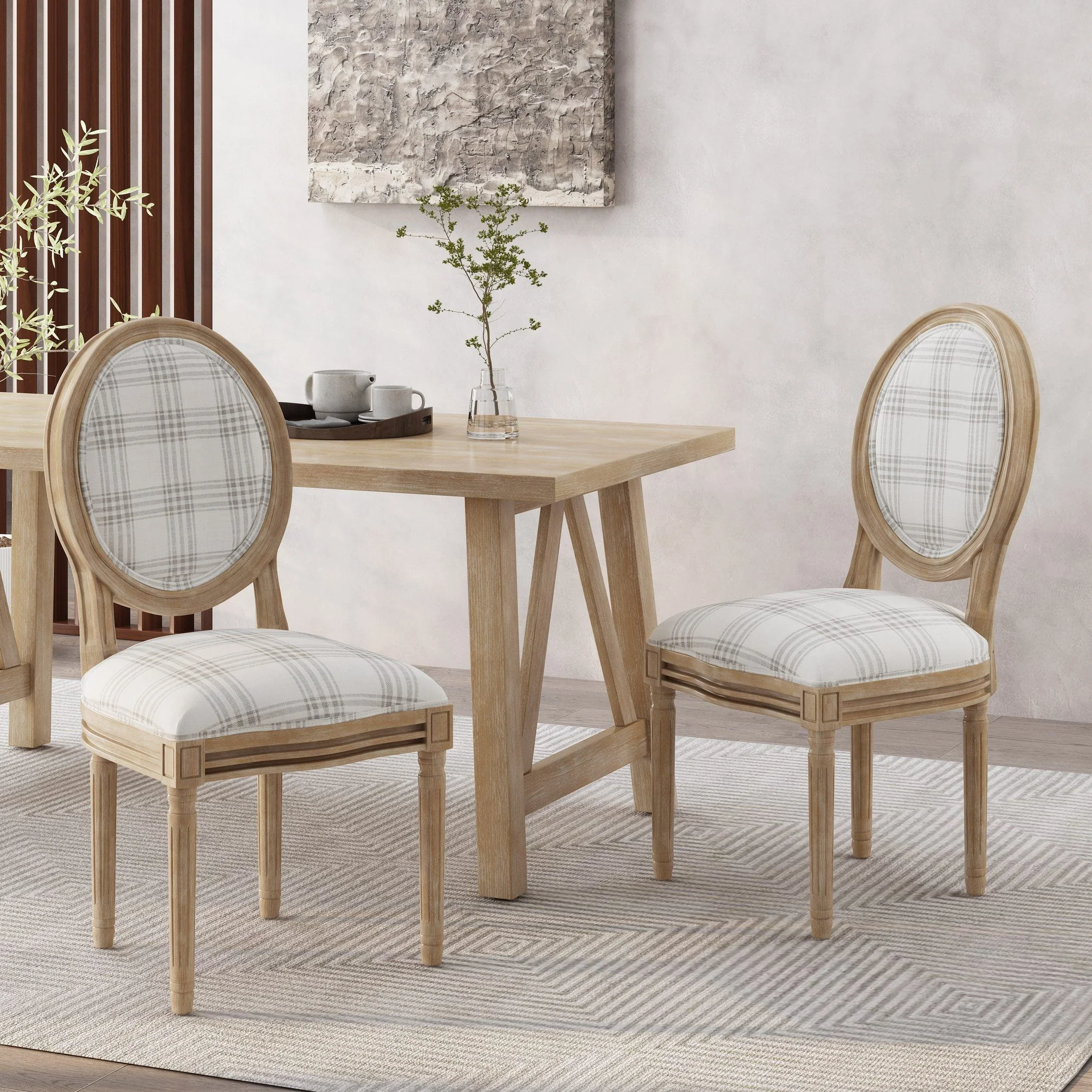 French Country Fabric Dining Chairs - NH419413