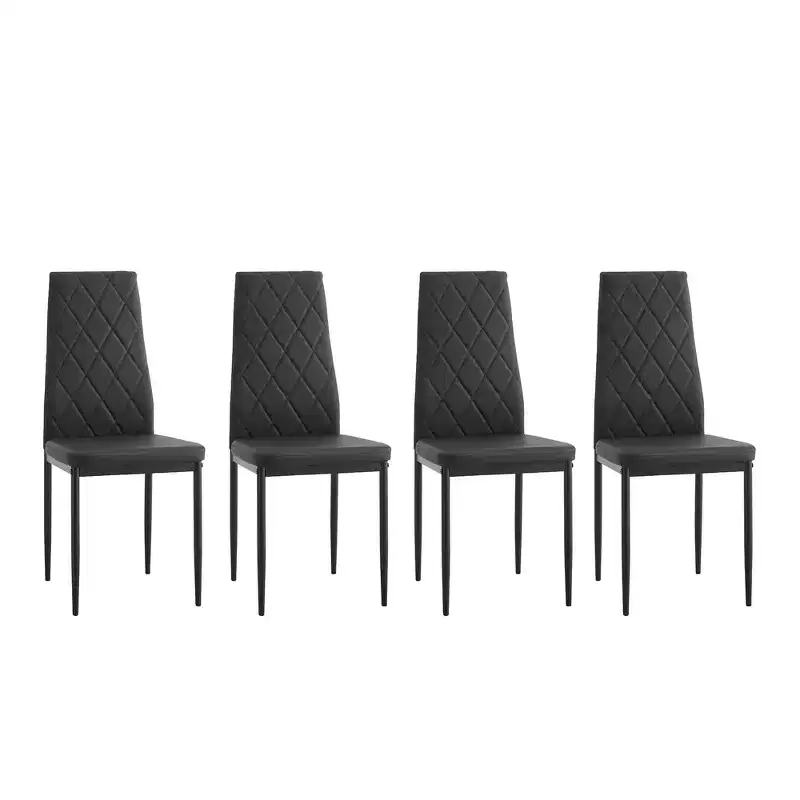 MAYEERTY Dining Chair Set 4 Piece PU Diamond Shaped Upholstered with Soft Leather Surface