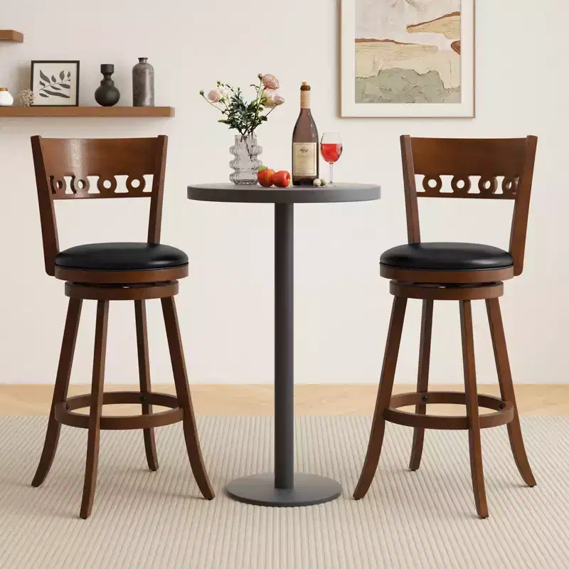 Costway 4PCS 30.5 Bar Height Chairs Swivel Bar Stools w/ Rubber Wood Frame