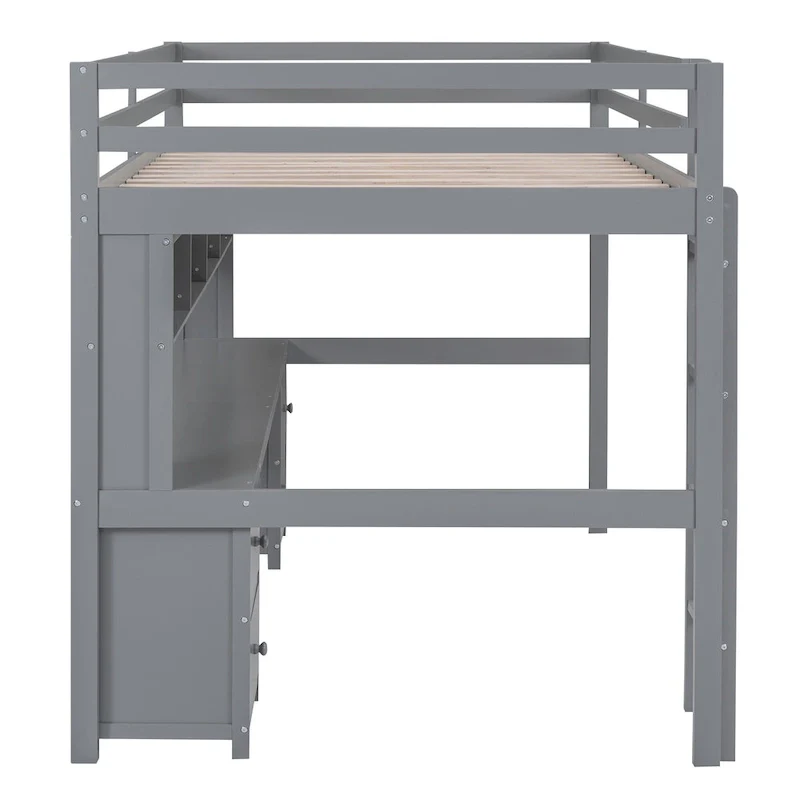 Loft Bed with Desk, Cabinets
