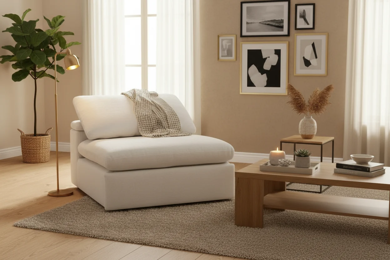 44 Fabric Armless Power Reclining Chair with Feather Down Cushions