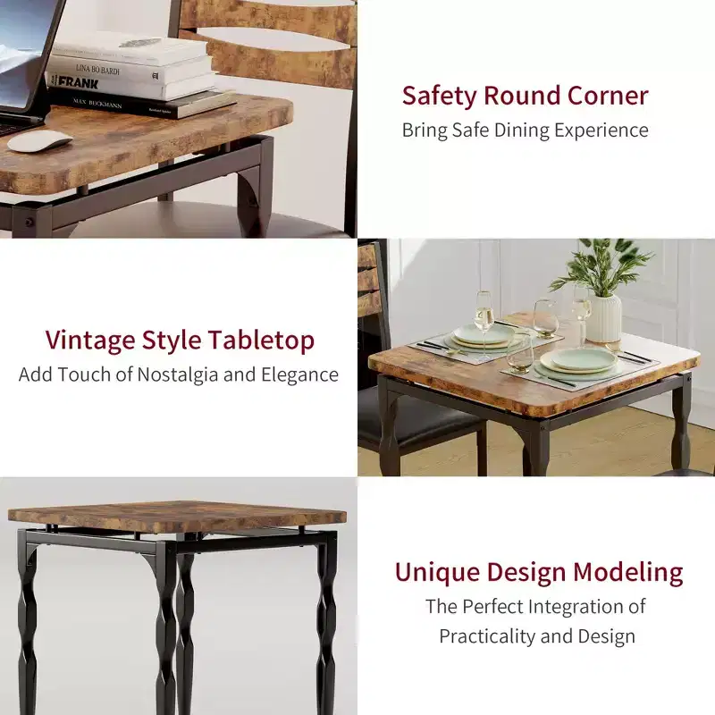 3 Piece Dining Table Set, with Spiral Legs