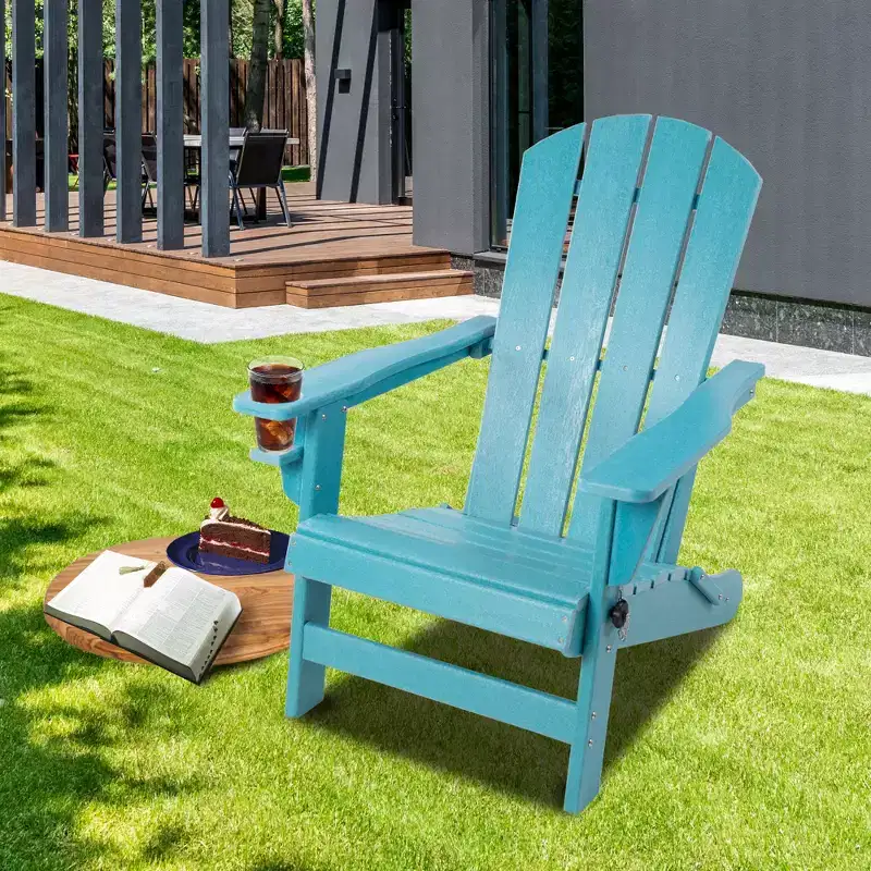 Kozyard Folding Adirondack Chair  Weather-Resistant HDPE Plastic Resin Patio Chair with Painted Finish, Perfect for Deck,or Backyard