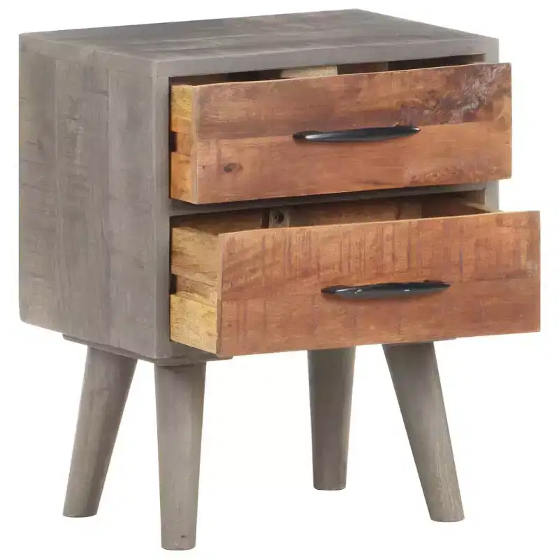 vidaXL Bedside Cabinet Gray 15.7x11.8x19.7 Solid Rough Mango Wood