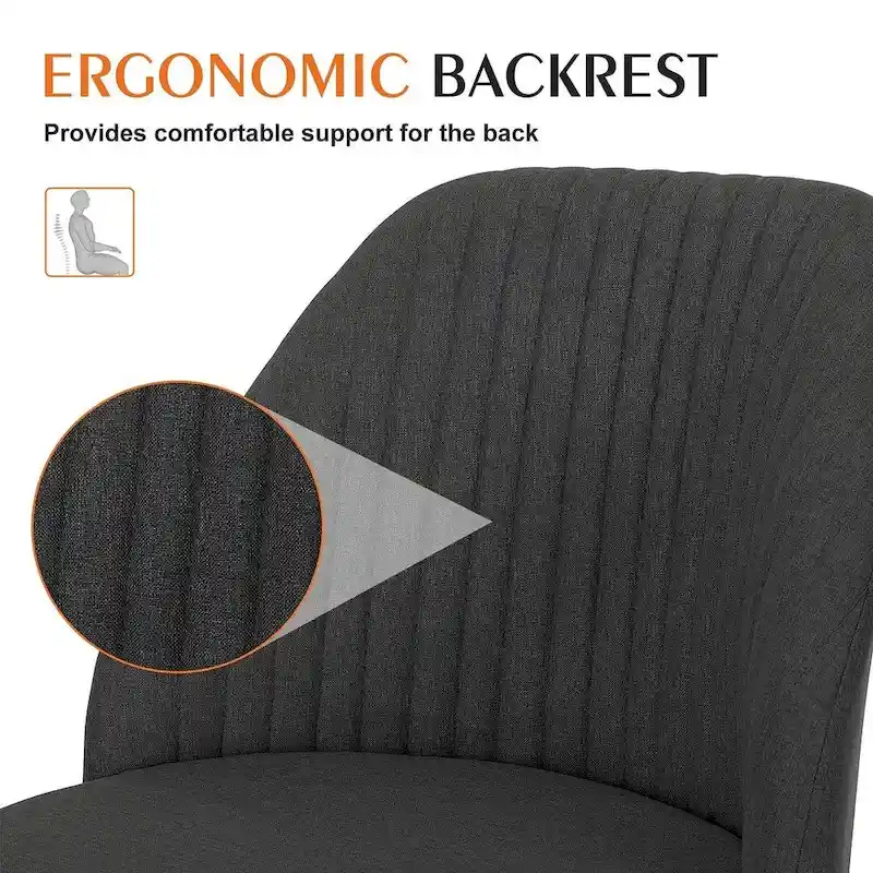 Office Chair with Wheels, Adjustable Height Fabric Upholstered Computer Desk Chair Swivel