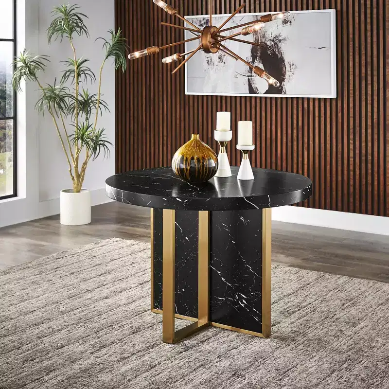 43 Wide Faux Marble Round Dining Table