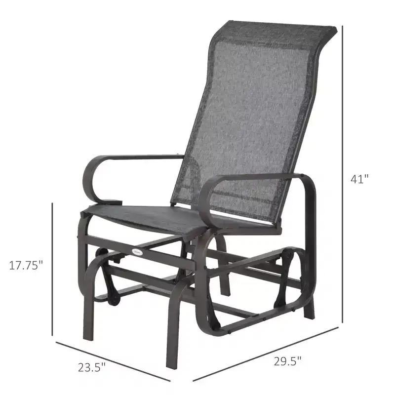 Gliding Lounger Chair, Single Rocker with Lightweight Metal & Mesh Construction