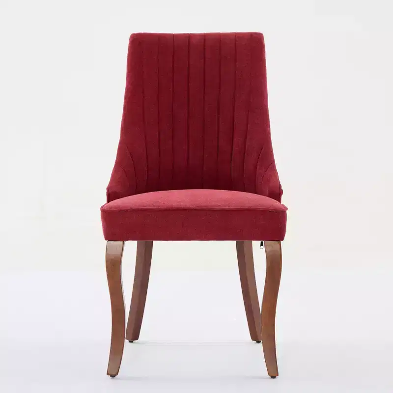 CLIHOME Set of 2 Rayon Cloth Flocking Linen Dining Chairs Channel Kitchen Dinner Chair Comfy Fabric Upholstered Accent Chair