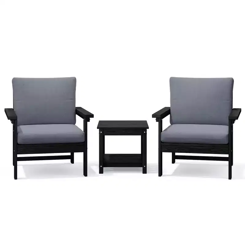 Hyleory Eco-Friendly HDPE Patio Seating Set with Cushions & Side Table