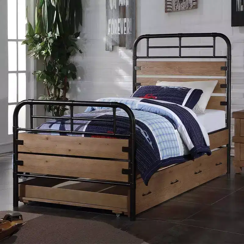 Acme Furniture Twin Adams Bed Antique Oak/Gunmetal