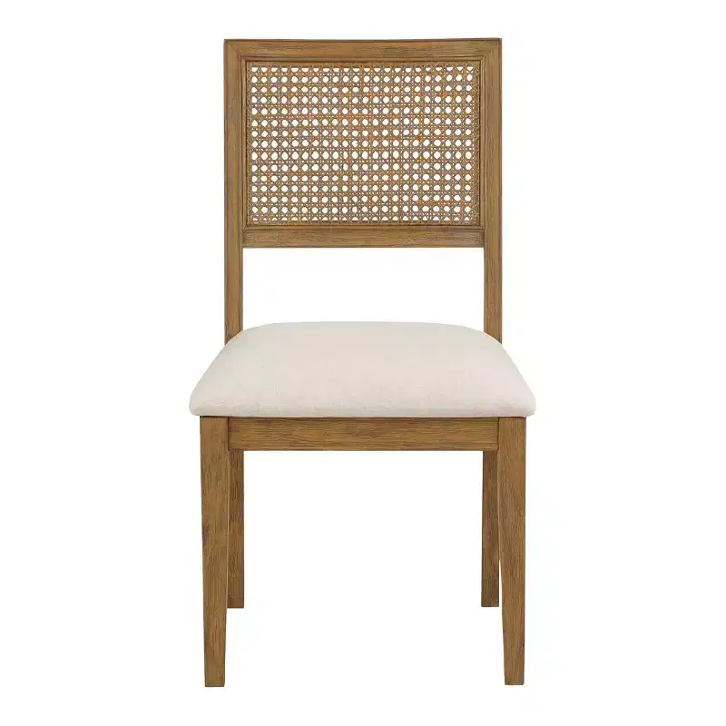 Set of 2 Alaina Dining Chairs Linen - OSP Home Furnishings: Rubberwood Frame, Cane Back, Polyester Upholstery