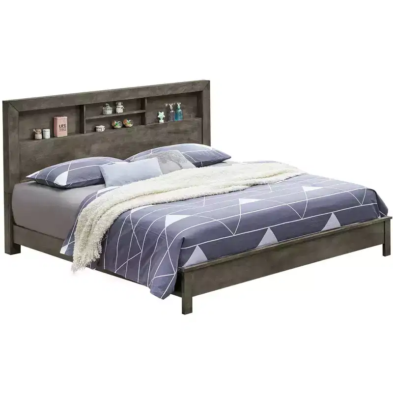 Passion Furniture Burlington Queen Platform Bed with Storage Shelves