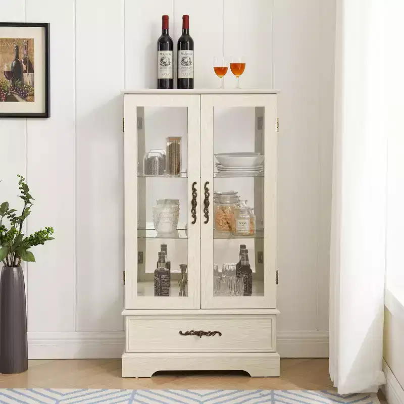 Wood & Glass Display Cabinet 47.44''H x 25.98''W x 11.81''D