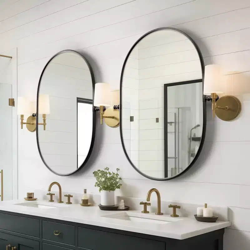 31 In.H x 24 In.W Black Iron Wall Mirror