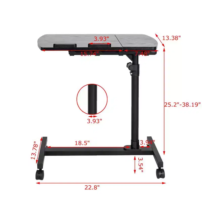 Karl Home Four-Wheel Multifunctional Flat Surface Lifting Computer Desk Black