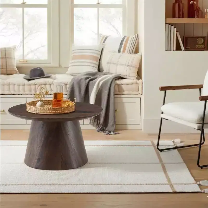 23 Wooden Round Pedestal Coffee Table