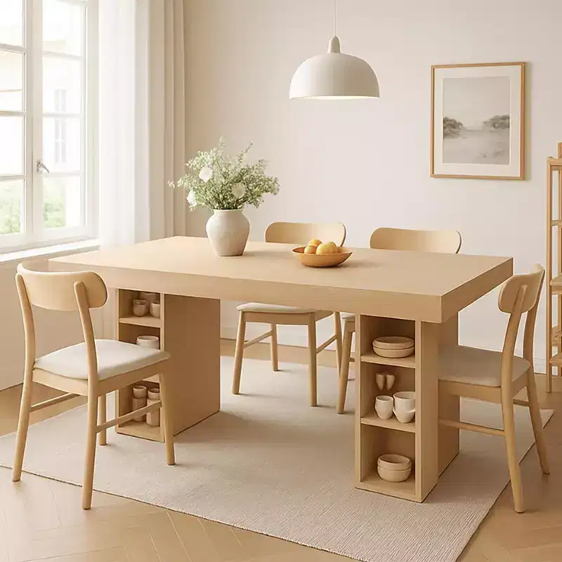 Large Double-Sided Storage - 63-Inch Rectangular Wood Dining Table, Accommodates 6, Sturdy & Easy to Assemble, for Dining Room or Office