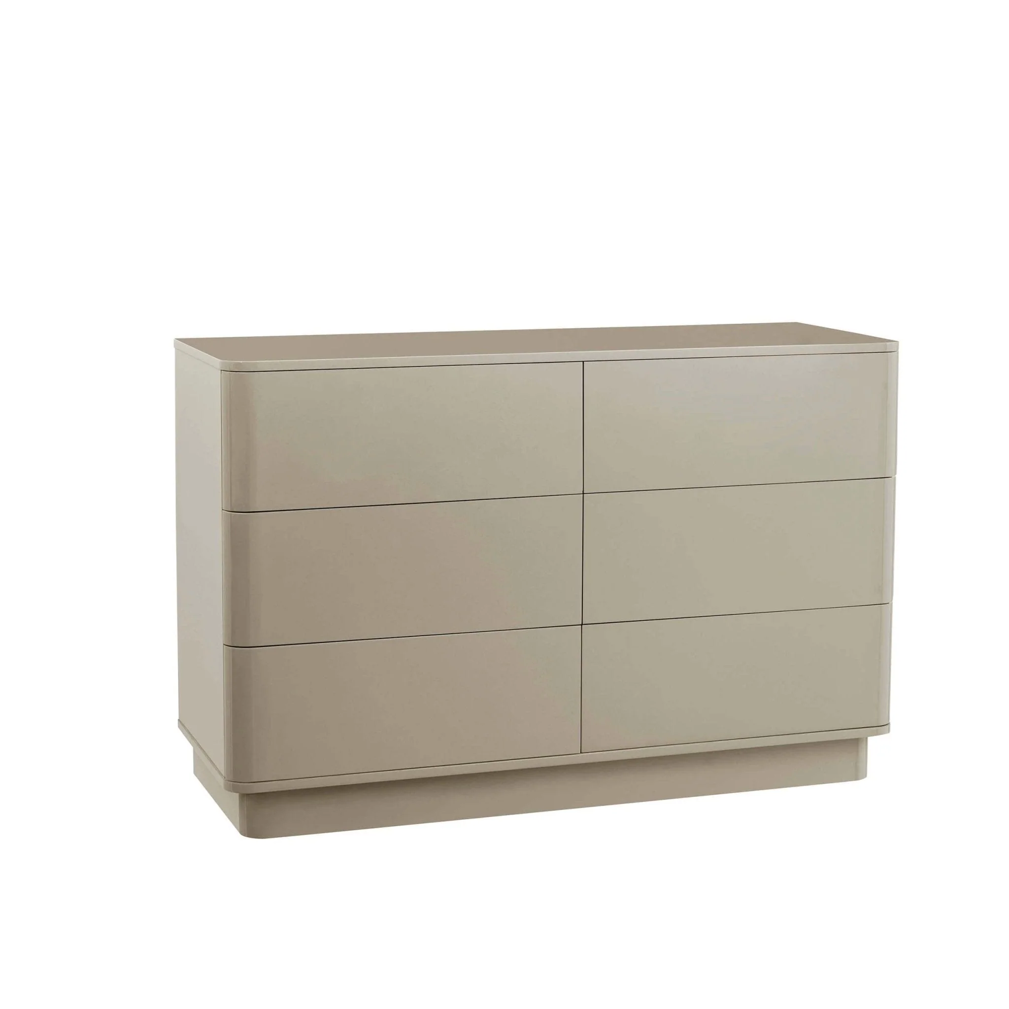 High Gloss 6 Drawer Chest - Taupe