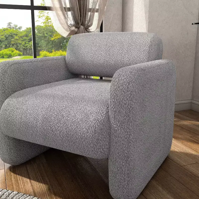 HOMES: Inside + Out Sanddrift Modern Boucle Upholstered Accent Chair
