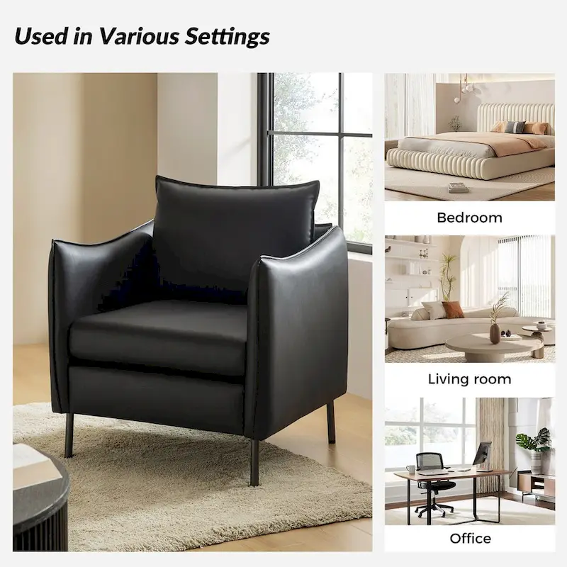 Christopher Modern Anti-scratch Fabric Armchair with Black Metal Legs by HULALA HOME