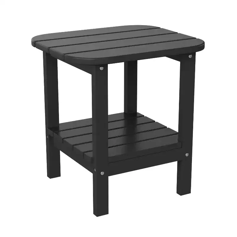 Merrick Lane 2-Tier Adirondack Side Table, All-Weather HDPE Indoor/Outdoor Accent Table