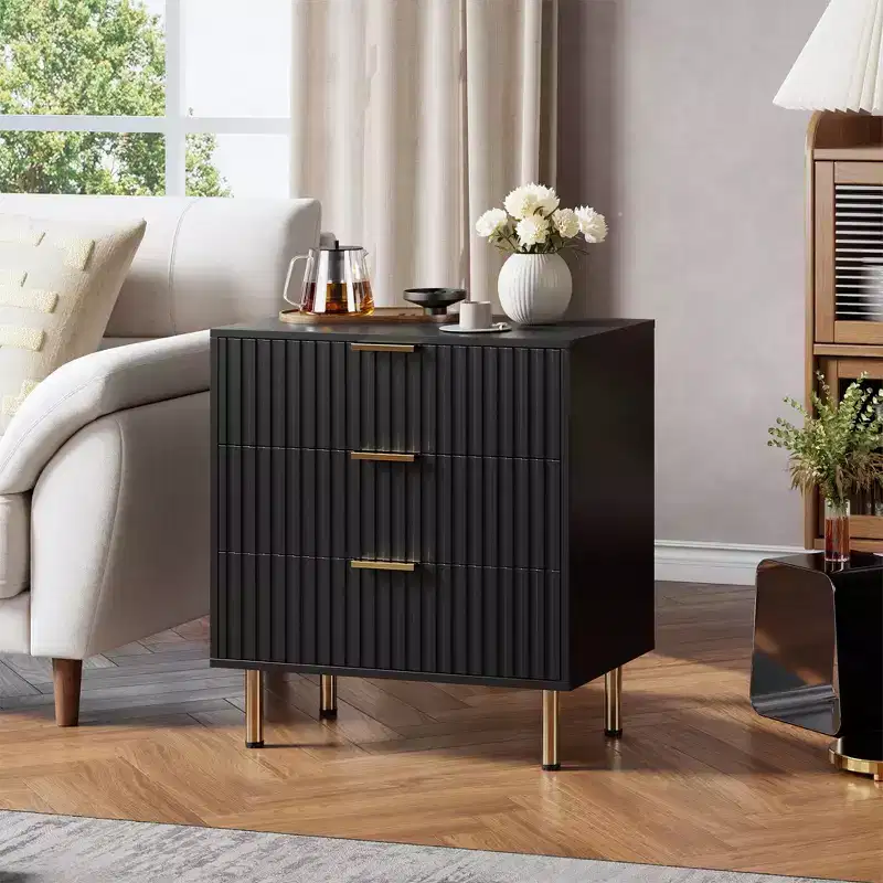 Fluted 5 Drawer Dresser for Bedroom, 48 Tall Modern Chest of Drawer, Wooden Dresser Organizer for Living Room, Hallway, Kids Room