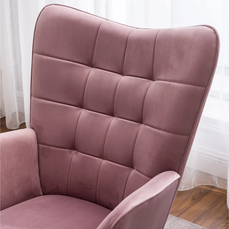 Carson Carrington Aasen Silky Velvet Tufted Accent Chair with Ottoman