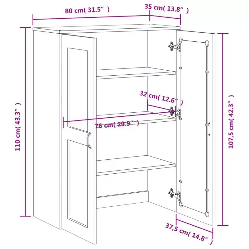 Wood Composite Highboard Cabinet 31.5''W x 43.3''H x 13.8''D