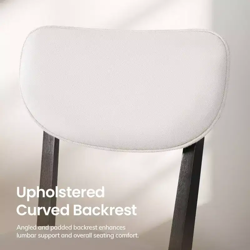 Solid Wood Farmhouse Upholstered Counter Height Bar Stools with Curved Back