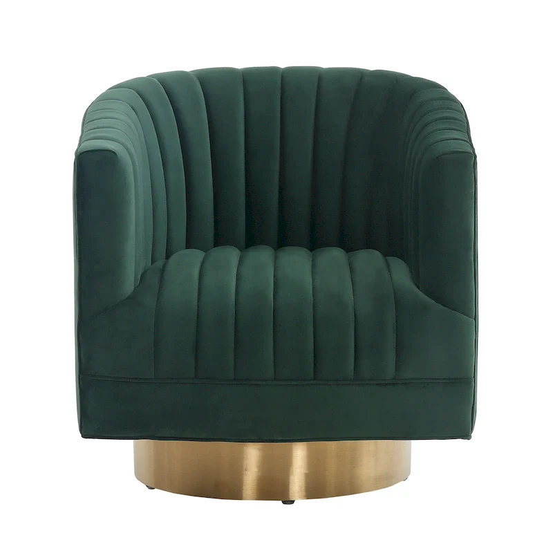 SAFAVIEH Couture Matejka Swivel Channel Tufted Barrel Chair - 28  W x 31  L x 30  H - 28Wx31Dx30H