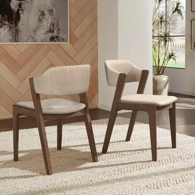 Abstergo Modern Scandinavian Wood Finish Dining Chair (Set of 2) - iNSPIREQ