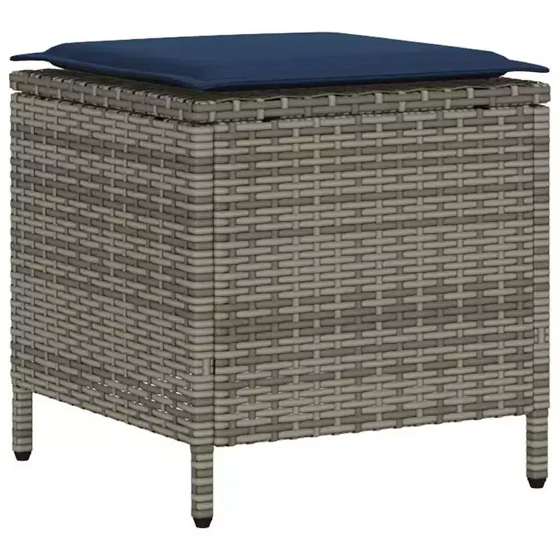 vidaXL Garden Sofa Set Grey, Navy blue PE rattan and powder-coated steel